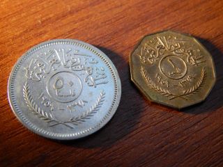 Uncirculated Silver 50,  Bronze Fils 1959 Iraq Foreign Coin Ungraded Uncertified photo