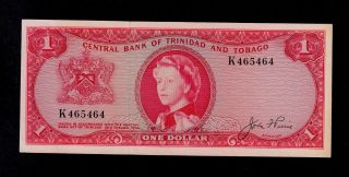 Trinidad And Tobago 1 Dollar L.  1964 K Pick 26a Au Banknote. photo