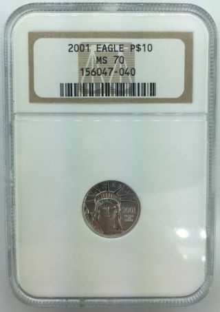 2001 U.  S $10 Platinum Eagle Ngc Ms - 70 Rare Bid Now photo