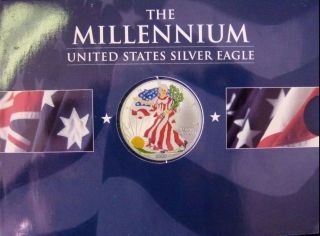 2000 Millennium Us Silver Eagle 1oz Beautifully Colorized By The Perth Bu photo