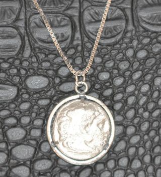 Alexander The Great Silver Drachm Coin Pendant 925 Solid Sterling Silver Chain photo