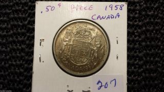 1958 Canada Silver Fifty Cents ¤ Coin ¤ § To Canada § photo