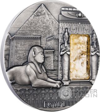Egypt Imperial Art Citrine Crystal 2 Oz Silver Coin 2$ Niue 2015 photo