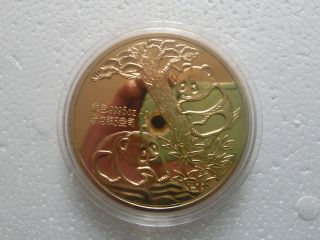 China 5oz Gold Silver Chinese Foundry 1990 Panda Coin @ 010 photo
