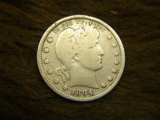 1894 Barber Quarter - Full Rimmed Early Date Coin photo