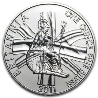 2011 United Kingdom 1 Ounce Fine Silver Britannia Coin $48.  88 photo
