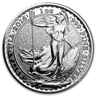 2016 United Kingdom 1 Ounce Fine Silver Britannia Gem Coin $9.  99 photo