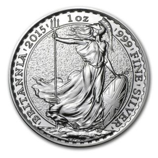 2015 United Kingdom 1 Ounce Fine Silver Britannia Gem Coin $9.  99 photo