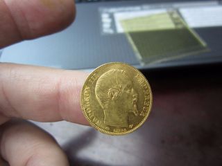 1857 A France Gold 20 Francs Napoleon Iii Laureate photo