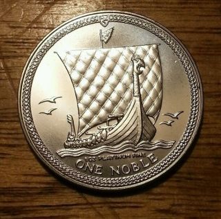 1985 Isle Of Man 1oz Platinum.  9995 1 Noble Viking Ship. photo