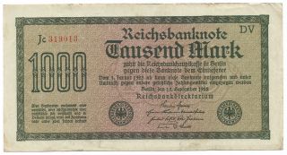 German 1922 1,  000 Mark – Weimar Republic Hyperinflation Banknote – P.  76g photo