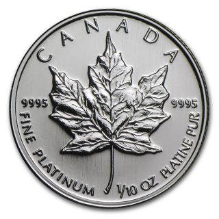 Canada 1/10 Oz Platinum Maple Leaf Bu (random Year) - Sku 7480 photo