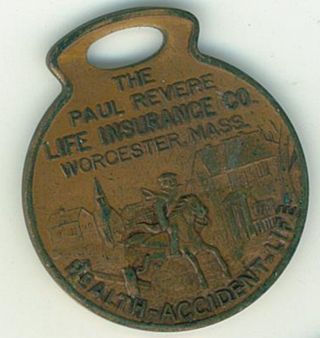 Vintage Paul Revere Life Insurance Worcester Ma Brass Key Tag If Lost. photo
