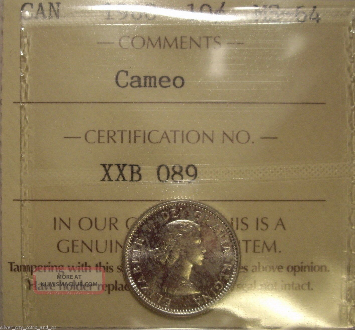 Canada Elizabeth Ii 1960 Silver Ten Cents - Iccs Ms - 64 Cameo (xxb - 089) Coins: Canada photo