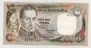 Colombia 2000 Pesos 1 - 7 - 1994 Pick 439.  B Unc Uncirculated Banknote photo
