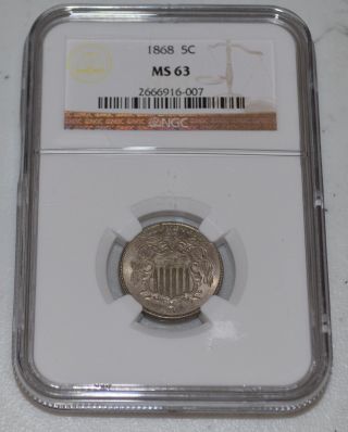 1868 5c Shield Nickel Graded By Ngc As Ms 63 photo