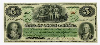 1873 $5 The State Of South Carolina Note Au photo