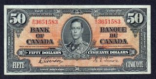 1937 $50.  00 Bc - 26b Vf,  Bank Of Canada Gordon Fifty Dollars photo