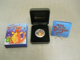 2012 Tuvalu.  50 Cent Proof Coin Year Of The Dragon W/ Display Box & photo