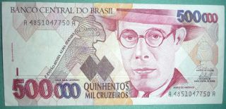 Brazil 500 000 500000 Cruzeiros Note,  P 236 C,  Issued 1993,  Signature 32 photo