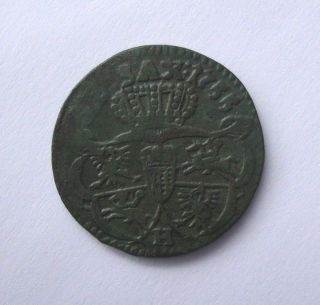 Poland 3 Solidi,  1 Grosz 1755 Circulated Ungraded Copper Coin Augustus Iii photo