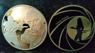 James Bond 007 Commemorative Gold Coin Daniel Craig Signature Spectre Skyfall photo