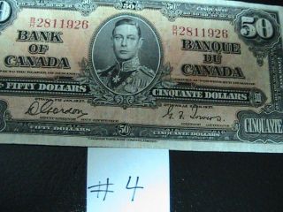 Canada 1937 George Vi 50 Dollar Banknote Coyne Towers photo