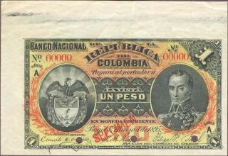 1895 Colombia,  1 Peso Specimen photo