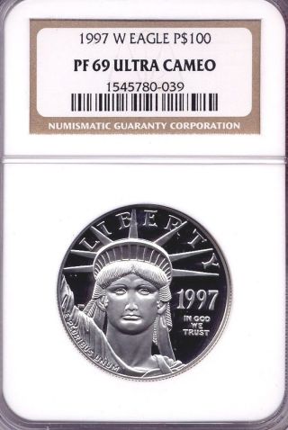 1997 W Statue Liberty Platinum American Eagle Ngc Pf69 Ultra Cameo Ac photo