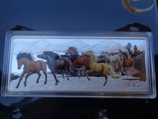 Xag Eight Horses Of Good Fortune 2oz.  999 Silver Coin :576 Of1k - Float Case photo