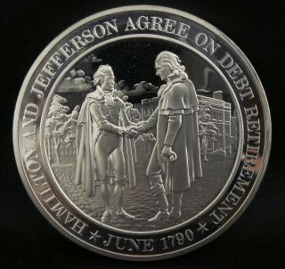 Franklin Hamilton Jefferson Debt Retire Sterling Silver Proof Medal Coin photo