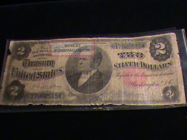 1891 Silver Certificate $2 William Windom Note Large Size Notes photo