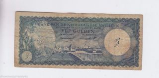 Netherlands Antilles Paper Money One Old Note Low Grade photo