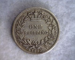 Great Britain Shilling 1860 Fine Silver Coin (stock 0751) photo