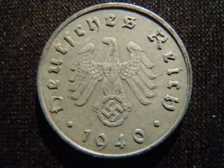 1940 - A - German - Ww2 - 10 - Reichspfennig - Germany - Nazi Coin - Swastika - World - Ab - 5896 - Cent photo