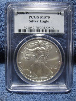 2008 - W Burnished Silver American Eagle Certified Pcgs Ms - 70 Exact Coin Pictured photo