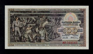 Yugoslavia 100 Dinara 1953 AЛ Pick 68 Unc -.  Banknote. photo