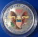2001 Colorized American 1 Oz Silver Eagle Coin.  999 Fine Silver (two Sided) Silver photo 2