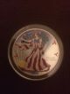 2001 Colorized American 1 Oz Silver Eagle Coin.  999 Fine Silver (two Sided) Silver photo 3