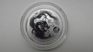 2012 Australia $1 Year Of The Dragon Silver Coin (lion Privy) photo