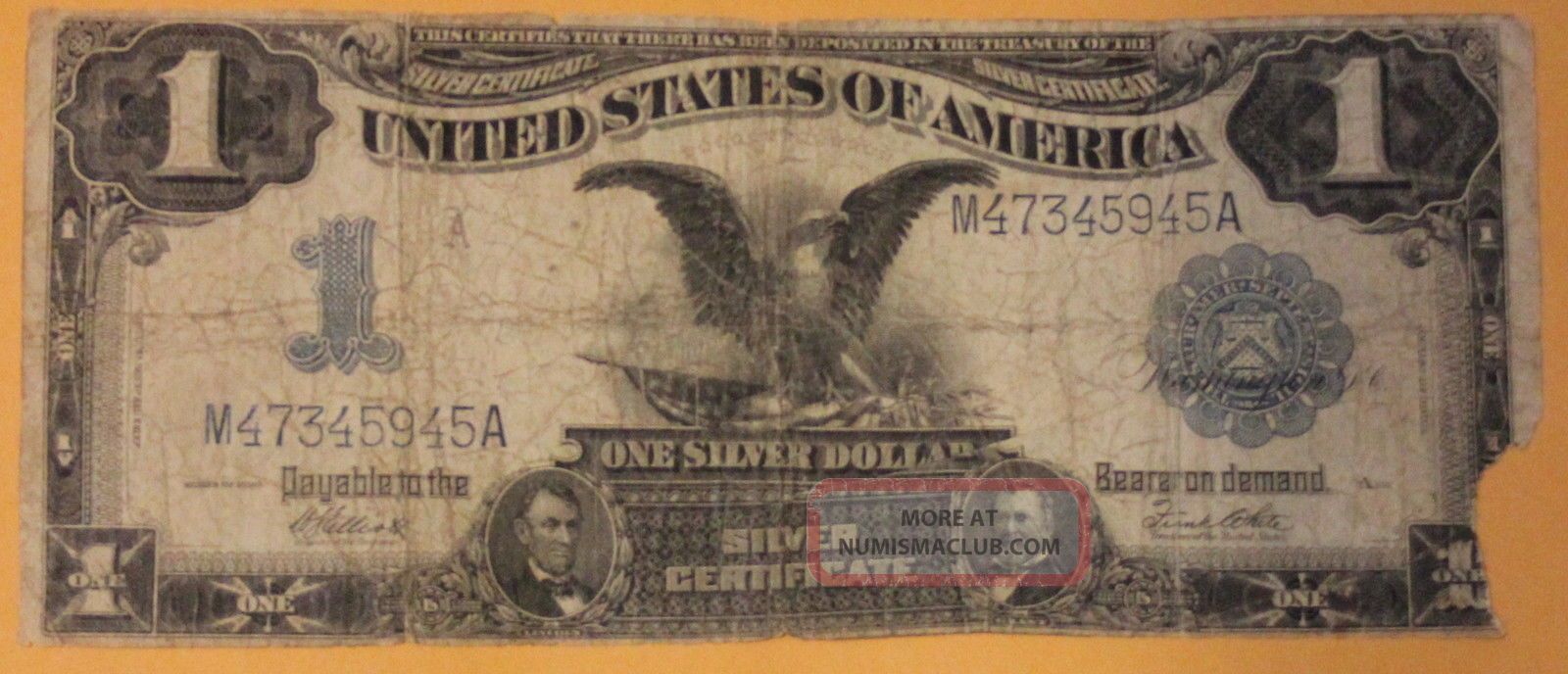 1899 $1 Black Eagle Silver Certificate - Circulated Large Note - Large Size Notes photo