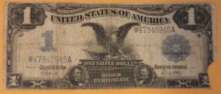 1899 $1 Black Eagle Silver Certificate - Circulated Large Note - photo