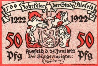 Xxx - Rare German 50 Pfennig Notgeld Banknote Alsfeld 1922 Unc photo