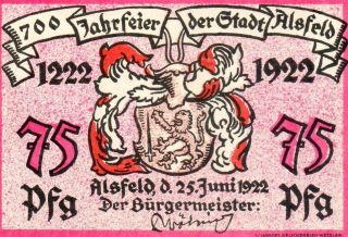 Xxx - Rare German 75 Pfennig Notgeld Banknote Alsfeld 1922 Unc photo