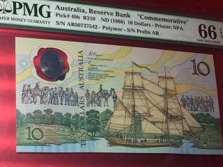 Australia,  Nd (1988) 10 Dollars P49b Pmg 66 Epq Nr photo