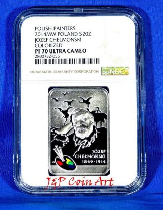 2014 Poland Silver 20zl Ngc Pf70 Polish Painters Józef Chełmoński photo