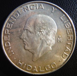 Km 469 Mexico Silver Coin - 1955 Hildago 5 (cinco) Peso Coin - photo