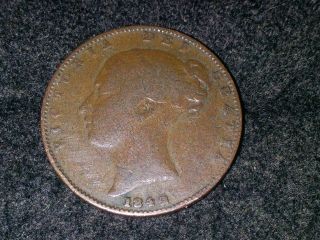 1842 Great Britain Farthing Coin photo