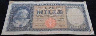 1947 Italian 1000 Lire Banknote Rare Collectible photo