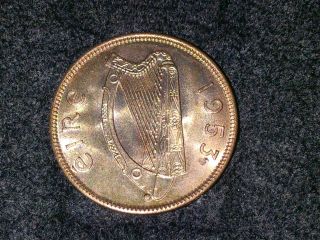 Real Au/unc 1953 Ireland 1/4 Penny Coin photo